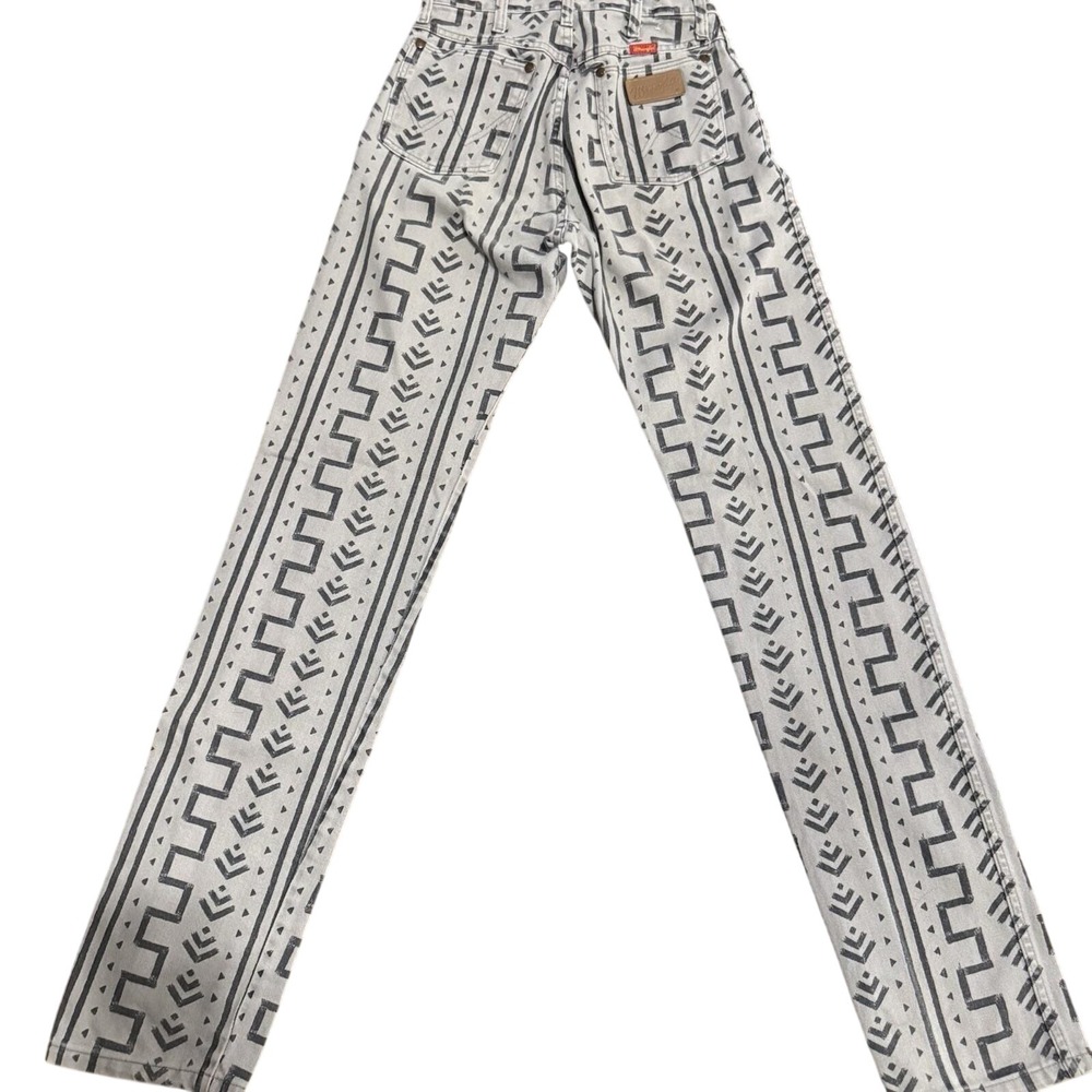 RARE Vtg 80s Wrangler Aztec Geometric Print Jeans Made in USA Womens Size 7 x 36 - Picture 3 of 6